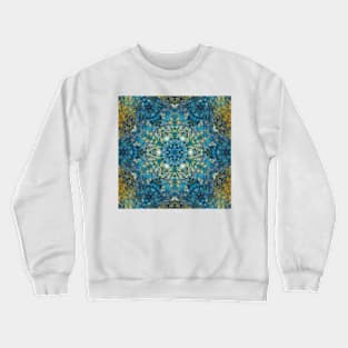 Digital Mandala Blue White and Yellow Crewneck Sweatshirt